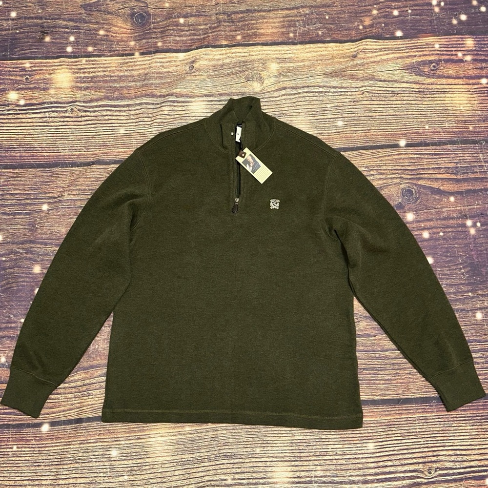 Mens Daniel Cremieux Classics 1/4 zip long sleeve dark green shirt. Medium. NWT.